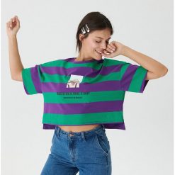 T-shirt oversize w paski - Wielobarwny. Szare t-shirty damskie House, s, w paski, bez kołnierzyka. W wyprzedaży za 29,99 zł.