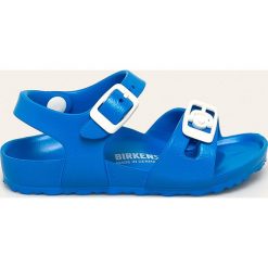 Birkenstock - Sandały dziecięce Rio. Niebieskie sandały dziewczęce Birkenstock, z gumy, z okrągłym noskiem, na klamry. Za 119,90 zł.