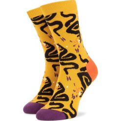 Skarpety Wysokie Unisex HAPPY SOCKS - SNA01-2200 Kolorowy Żółty. Żółte skarpetki damskie Happy Socks, bez wzorów, z elastanu. Za 39,90 zł.