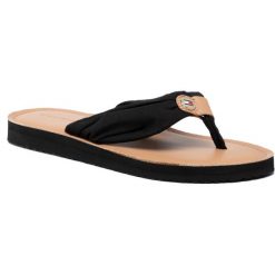 Japonki TOMMY HILFIGER - Leather Footbed Beach Sandal FW0FW00475 Black 990. Czarne klapki damskie TOMMY HILFIGER, bez wzorów, ze skóry, bez obcasa. W wyprzedaży za 159,00 zł.