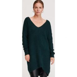 Długi sweter - Khaki. Brązowe swetry damskie Reserved, s, bez wzorów, z długim rękawem, długie, bez kaptura. Za 99,99 zł.