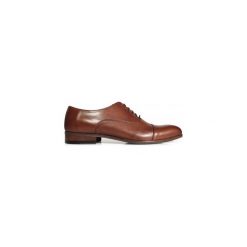 Brązowe półmatowe wiedenki/oxfordy T129. Pomarańczowe buty wizytowe męskie Modini Moda Męska, ze skóry, bez zapięcia. Za 270,00 zł.