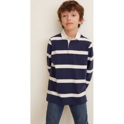 Mango Kids - Longsleeve dziecięcy Rugby 110-164 cm. Niebieskie t-shirty chłopięce marki Mango Kids, bez wzorów, z bawełny, z długim rękawem. W wyprzedaży za 49,90 zł.