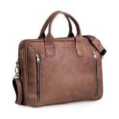 Skórzana torba męska na laptop BRODRENE BL02 jasnobrązowa - j. brązowy. Pomarańczowe torby męskie skórzane Brødrene, casualowe. Za 375,00 zł.