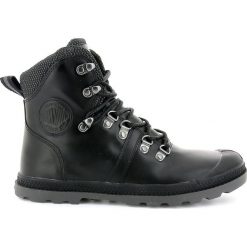 Wysokie buty skórzane Pallab HK. Czarne botki damskie skórzane marki Palladium, sportowe, na wysokim obcasie, na obcasie. Za 500,64 zł.
