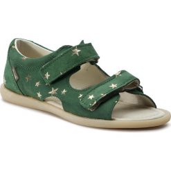 Sandały MRUGAŁA - Flo 1305/9-26 Grass Stars. Zielone sandały dziewczęce Mrugała, ze skóry, bez zapięcia. W wyprzedaży za 179,00 zł.