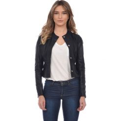 Skórzana kurtka w kolorze czarnym. Czarne kurtki damskie Kurtki skórzane, l, z aplikacjami, klasyczne. W wyprzedaży za 599,95 zł.