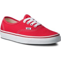 Tenisówki VANS - Authentic VN000EE3RED Red. Czerwone półbuty damskie Vans, bez wzorów, z gumy, bez obcasa, na płaskiej podeszwie, bez zapięcia. W wyprzedaży za 189,00 zł.