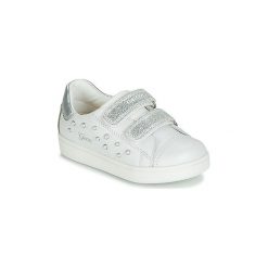Buty Dziecko Geox B DJROCK GIRL. Białe trampki dziewczęce marki Geox, bez wzorów, bez zapięcia. Za 259,00 zł.