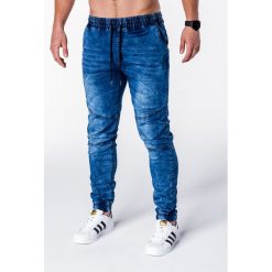 Joggery męskie: SPODNIE MĘSKIE JEANSOWE JOGGERY P712 – NIEBIESKIE