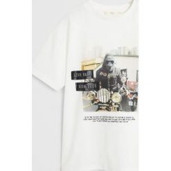Mango Kids - T-shirt dziecięcy Animal 110-164 cm. Czarne t-shirty chłopięce Mango Kids, z nadrukiem, z bawełny, bez rękawów. Za 49,90 zł.