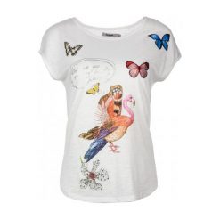 Desigual Desigual Koszulka Damska Xs Biała. Białe koszulki damskie marki Desigual, xs, z nadrukiem, z bawełny, bez kołnierzyka. W wyprzedaży za 163,00 zł.