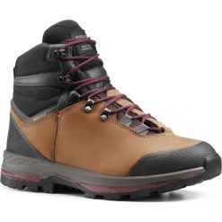 Buty trekkingowe wysokie TREK 100 skóra damskie. Różowe buty trekkingowe damskie FORCLAZ. Za 399,99 zł.