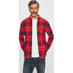 Tommy Jeans - Koszula. Czerwone koszule męskie Tommy Jeans, xl, w kratkę, z bawełny, casualowe, button down, z długim rękawem. W wyprzedaży za 249,90 zł.