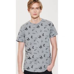 T-shirty męskie: T-shirt z printem w czaszki – Szary