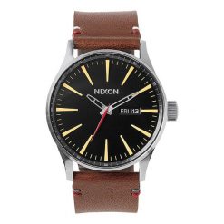 Biżuteria i zegarki męskie: Zegarek męski Nixon Sentry Leather Black Brown A1051019