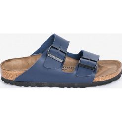 Birkenstock - Klapki Arizona. Niebieskie klapki damskie Birkenstock, bez wzorów, ze skóry, bez obcasa, na obcasie. Za 269,90 zł.
