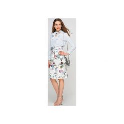BLUZKA Z FONTAZIEM, BLU131. Niebieskie bluzki damskie wizytowe marki Lanti, xxl, eleganckie, z kokardą. Za 119,00 zł.