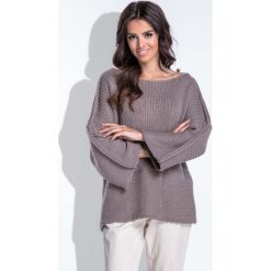Swetry damskie: Luźny Cappuccino Sweter z Szerokim Rękawem