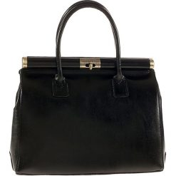Skórzana torebka "Grossetto" w kolorze czarnym - 35 x 28 x 16 cm. Czarne torebki klasyczne damskie ORE10, w paski, ze skóry. W wyprzedaży za 309,95 zł.