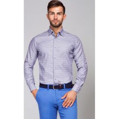 Koszula Mixkolor w Kratę Sofia. Niebieskie koszule męskie LANCERTO, m, z jedwabiu, eleganckie. W wyprzedaży za 199,90 zł.