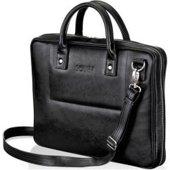 Skórzana torba męska na laptopa czarna SOLIER - Czarny. Czarne torby męskie skórzane Solier, ze skóry, eleganckie. Za 519,99 zł.