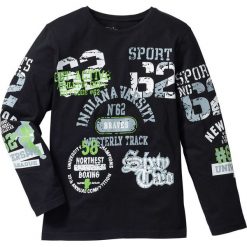 Shirt chłopięcy z długim rękawem bonprix czarny. Czarne koszule chłopięce bonprix, z nadrukiem, z bawełny, bez kołnierzyka, z długim rękawem, długie. Za 37,99 zł.