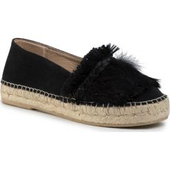 Espadryle EVA MINGE - EM-14-07-000734 601. Czarne espadryle damskie Eva Minge, bez wzorów, ze skóry, bez obcasa, na płaskiej podeszwie, bez zapięcia. Za 409,00 zł.