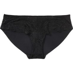 Figi "hipster" bonprix czarny. Czarne majtki damskie bonprix, w koronkowe wzory, z koronki. Za 29,99 zł.