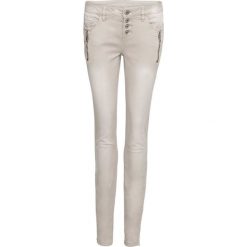 Dżinsy SKINNY z zamkiem bonprix beżowy. Brązowe jeansy damskie skinny bonprix, z jeansu. Za 59,99 zł.