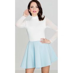 Niebieska Efektowna Kloszowana Spódnica Mini. Niebieskie spódniczki damskie Molly.pl, xl, bez wzorów, z tkaniny, klasyczne, mini, rozkloszowane. Za 98,90 zł.