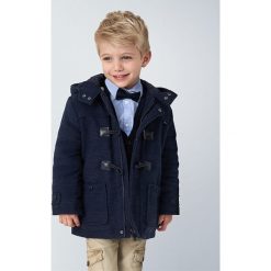 Mayoral - Płaszcz dziecięcy 98-134 cm. Niebieskie kurtki chłopięce Mayoral, bez wzorów, z elastanu, z kapturem. Za 285,90 zł.