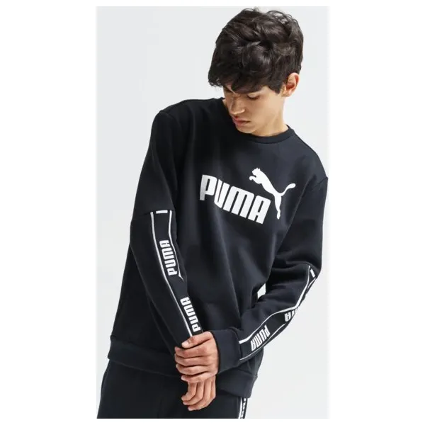 Puma Bluza Amplified Crew Fl , czarny, rozmiar M. Czarne bluzy męskie Puma, m, bez wzorów, z bawełny, klasyczne, z kapturem, bez rękawów, bez kaptura. Za 219,99 zł.