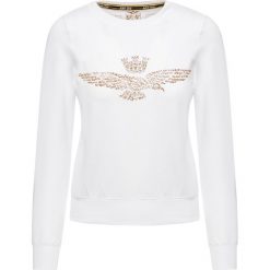 Bluza AERONAUTICA MILITARE. Niebieskie bluzy damskie Aeronautica Militare, z nadrukiem, z bawełny, bez rękawów, bez kaptura. Za 500,00 zł.
