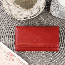 KRENIG Classic 12035 czerwony skórzany wizytownik - Czerwony. Czerwone etui damskie Krenig, ze skóry. Za 65,99 zł.