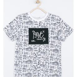 Koszulka. Białe t-shirty chłopięce SKATE FOR LIFE, z nadrukiem, z bawełny, z krótkim rękawem. Za 45,90 zł.