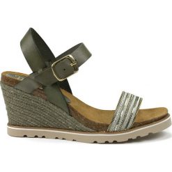 Sandały damskie: Skórzane sandały w kolorze khaki