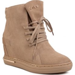 Sneakersy CARINII - B5486 N92-000-000-B88. Brązowe półbuty damskie Carinii, bez wzorów, ze skóry, bez obcasa, na koturnie, bez zapięcia. Za 449,00 zł.