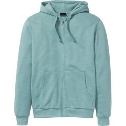 Bluza rozpinana z kapturem bonprix zielony mineralny. Niebieskie bluzy męskie bonprix, s, bez wzorów, z dzianiny, z kapturem, bez rękawów, z kapturem. Za 74,99 zł.
