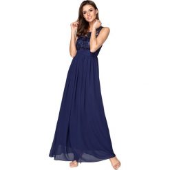 Tiulowa sukienka maxi z koronkową górą. Sukienki damskie Made in Poland, m, bez wzorów, z poliesteru, bez kołnierzyka, bez rękawów, maxi. Za 219,00 zł.