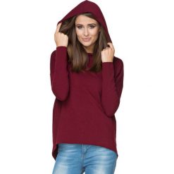 Bluzy sportowe damskie: Bordowa Bluza Sportowa Nierozpinana z Kapturem