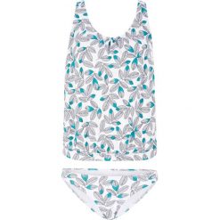 Tankini (2 części) bonprix biało-turkusowy wzorzysty. Białe stroje kąpielowe damskie bonprix, bez wzorów. Za 79,99 zł.