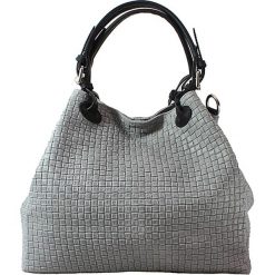 Skórzana torebka w kolorze szarym - 34 x 29 x 18 cm. Szare torebki klasyczne damskie ORE10, w paski, ze skóry. W wyprzedaży za 219,95 zł.