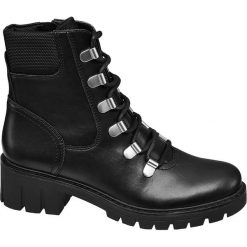 Botki damskie Catwalk czarne. Czarne botki damskie Catwalk, z materiału, bez obcasa, na obcasie, na sznurówki. Za 179,90 zł.