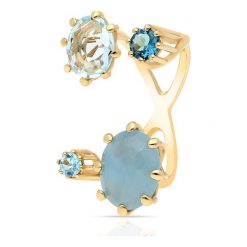 Wyjątkowy Pierścionek Złoty - złoto 750, Topaz london blue , blue topaz. Żółte pierścionki damskie W.KRUK, z topazem, złote. Za 6990,00 zł.