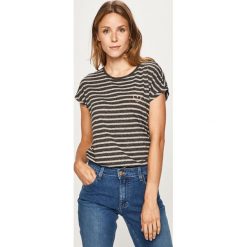 Mustang - T-shirt. Szare bluzki damskie Mustang, s, bez wzorów, z bawełny, z okrągłym kołnierzem. W wyprzedaży za 59,90 zł.