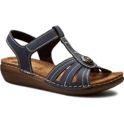 Sandały INBLU - CX11AQ15 Granatowy 1. Niebieskie klapki damskie Inblu, z aplikacjami, ze skóry ekologicznej, bez obcasa, na obcasie. Za 79,99 zł.