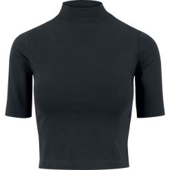 Urban Classics Ladies Cropped Turtleneck Tee Koszulka damska czarny. Czarne topy sportowe damskie marki Urban Classics, xs, z nadrukiem, z okrągłym kołnierzem, z krótkim rękawem. Za 24,90 zł.