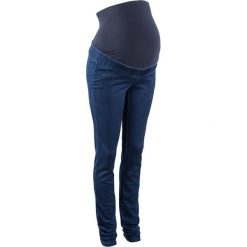 Legginsy dżinsowe dla ciężarnych bonprix ciemny denim. Niebieskie legginsy ciążowe bonprix, z denimu. Za 89,99 zł.