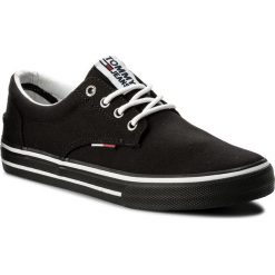 Tenisówki TOMMY JEANS - Textile Sneaker EM0EM00001 Black 990. Czarne trampki męskie Tommy Jeans, bez wzorów, z jeansu, bez zapięcia. W wyprzedaży za 249,00 zł.